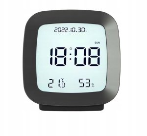Verk Zegar budzik z datą i temperaturą z funkcją drzemki lcd wilgoć w powietrzu 10