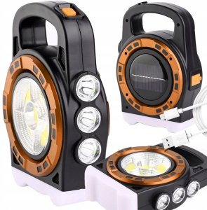 Latarka solarna przenośna lampka akumulatorowa led powerbank reflektor moc 1