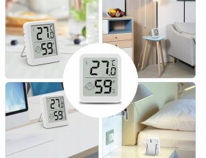 Cyfrowy termometr mini stacja pogody higrometr pokojowy na baterię magnes 2