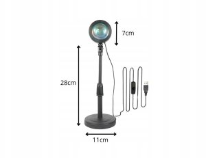 Projektor lampa lampka zachód wschód imitacja słońca led rgb usb + pilot 4