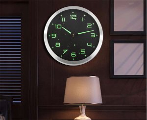 Zegar ścienny fluorescencyjny duży cichy świecące cyfry gwiazdki 25cm 3