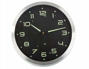 Zegar ścienny fluorescencyjny duży cichy świecące cyfry gwiazdki 25cm 7