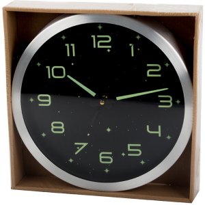 Zegar ścienny fluorescencyjny duży cichy świecące cyfry gwiazdki 25cm 9