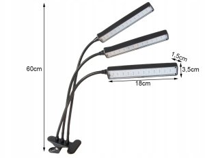 Lampa do uprawy roślin LED z trzema ramionami zasilana przez USB, 10W 8