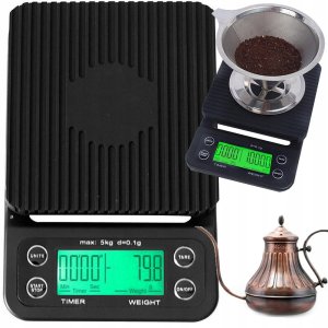 Waga kuchenna do parzenia kawy elektroniczna dokładna stoper tara 5kg 0,1g 1