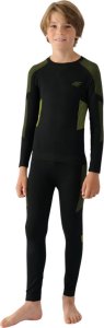 Bielizna termoaktwna termiczna bezszwowa dla chłopca bluza legginsy 4F M149 zielono-czarna 4FJWAW24USEAM149 45S 128-134cm 1