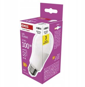 LED �ar�wka EMOS Lighting E27, 220-240V, 13.2W, 1521lm, 4000k, neutralna biel, 30000h, Classic A60 120x60x60mm 4
