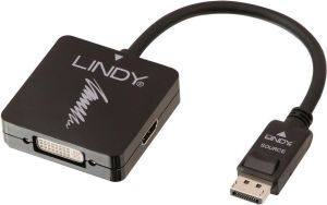 Adapter AV Lindy DisplayPort - HDMI - D-Sub (VGA) - DVI-I czarny (41028) 1