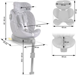 Fotelik samochodowy Nukido Fotelik samochodowy Prestige Line szary 0-36 kg ISOFIX 4