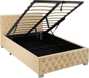 Łóżko tapicerowane z oświetleniem LED i schowkiem - beżowy, 120 x 200 cm 5