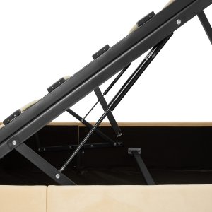 Łóżko tapicerowane z oświetleniem LED i schowkiem - beżowy, 120 x 200 cm 8