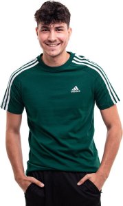 Koszulka męska adidas Essentials Single Jersey 3-Stripes zielona IS1333 M 1