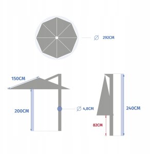 Parasol ogrodowy ze stelażem, MANOA, 300 cm 8