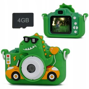 Aparat Cyfrowy XREC X2 48MP Kamera 1080p dla Dziecka 5x Gry MP3 + Karta 4GB / XREC X2 / Dinozaur Zielony 9