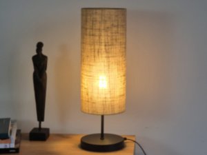Lampka nocna gabinetowa BOHO len czarna 1