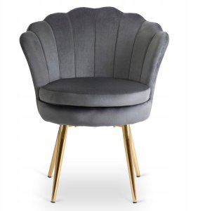 Krzesło Tapicerowane Welurowe Do Toaletki Sypialni Glamour VIOLA Szare 3