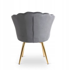 Krzesło Tapicerowane Welurowe Do Toaletki Sypialni Glamour VIOLA Szare 4