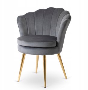 Krzesło Tapicerowane Welurowe Do Toaletki Sypialni Glamour VIOLA Szare 5