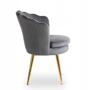 Krzesło Tapicerowane Welurowe Do Toaletki Sypialni Glamour VIOLA Szare 6