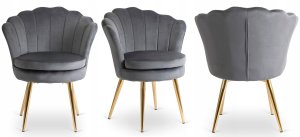 Krzesło Tapicerowane Welurowe Do Toaletki Sypialni Glamour VIOLA Szare 8