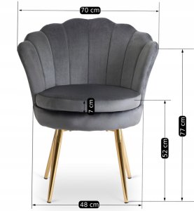 Krzesło Tapicerowane Welurowe Do Toaletki Sypialni Glamour VIOLA Szare 9
