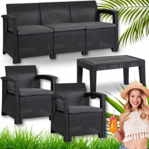 Meble Ogrodowe Sofa x2 Fotel Stolik Na Taras Ogród Zestaw Komplet BRANDON 1