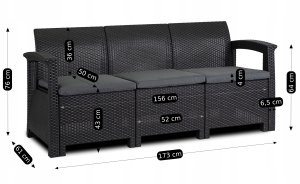 Meble Ogrodowe Sofa x2 Fotel Stolik Na Taras Ogród Zestaw Komplet BRANDON 8
