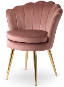 Fotel Krzesło Tapicerowane Welurowe Do Toaletki Sypialni Glamour VIOLA Róż 4