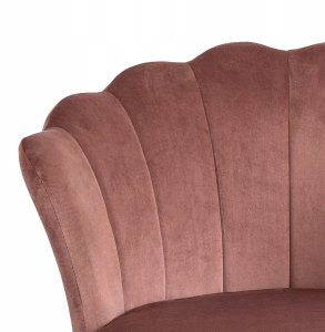 Fotel Krzesło Tapicerowane Welurowe Do Toaletki Sypialni Glamour VIOLA Róż 7