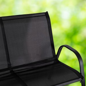 Zestaw Mebli Ogrodowych Ławka + Krzesło + Stolik Na Taras Czarne MINNESOTA 4