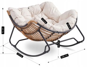 Fotel Leżak Ogrodowy Bujany Bujak Leżanka Do Salonu Na Taras ELTON Beż 11