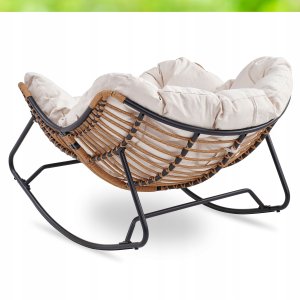 Fotel Leżak Ogrodowy Bujany Bujak Leżanka Do Salonu Na Taras ELTON Beż 5