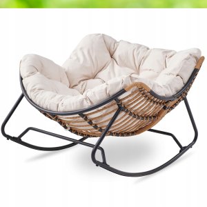 Fotel Leżak Ogrodowy Bujany Bujak Leżanka Do Salonu Na Taras ELTON Beż 6