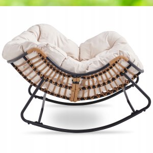 Fotel Leżak Ogrodowy Bujany Bujak Leżanka Do Salonu Na Taras ELTON Beż 7