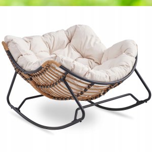 Fotel Leżak Ogrodowy Bujany Bujak Leżanka Do Salonu Na Taras ELTON Beż 8