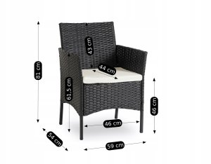 Zestaw Mebli Ogrodowych Technorattan Taras Ogród Komplet Czarne MISSISIPI 13