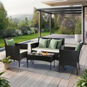 Zestaw Mebli Ogrodowych Technorattan Taras Ogród Komplet Czarne MISSISIPI 2