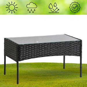 Zestaw Mebli Ogrodowych Technorattan Taras Ogród Komplet Czarne MISSISIPI 8