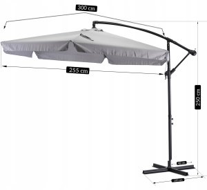 Parasol Ogrodowy Składany Duży na Taras Plażowy Pokrowiec AKRON Szary 10