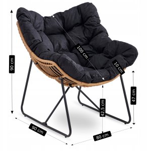 Fotel Leżak Ogrodowy Leżanka Do Salonu Na Taras FIN Czarny 11