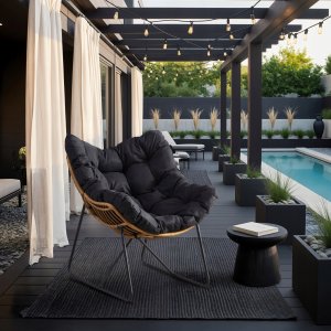 Fotel Leżak Ogrodowy Leżanka Do Salonu Na Taras FIN Czarny 2