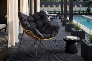 Fotel Leżak Ogrodowy Leżanka Do Salonu Na Taras FIN Czarny 3