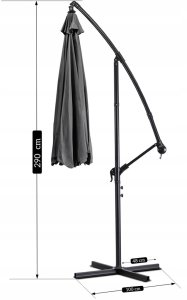 Parasol Ogrodowy Składany Duży na Taras Plażowy Pokrowiec AKRON Szary 13