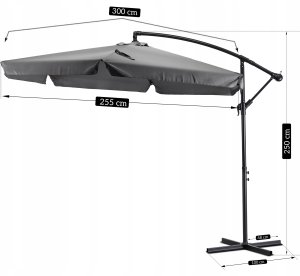 Parasol Ogrodowy Składany Duży na Taras Plażowy Pokrowiec AKRON Szary 14