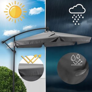 Parasol Ogrodowy Składany Duży na Taras Plażowy Pokrowiec AKRON Szary 3
