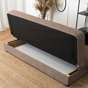 Zestaw Mebli Wersalka Kanapa Rozkładana Beżowa i 2 Fotele Beżowe ARUBA 7