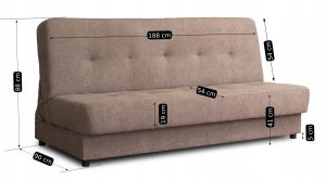 Zestaw Mebli Wersalka Kanapa Rozkładana Beżowa i 2 Fotele Beżowe ARUBA 9