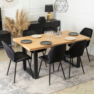 Zestaw Stół Rozkładany z Krzesło Komplet 6x Tapicerowane Jadalni Kuchenne 4