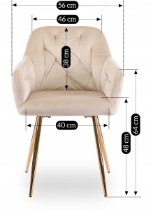 Zestaw Krzesło Tapicerowane Welurowe Kremowe Jadalnia Salon Złote RAYA 4x 8