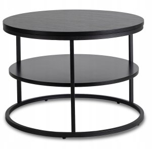 Stolik Kawowy Okrągły Loft Czarny Industrialny Ława Okrągła Czarna BEST 6